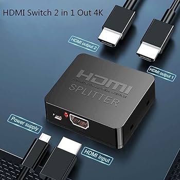 Amazon.com: HDMI Splitter 1 in 2 Out 4K@60Hz with HDMI Cable